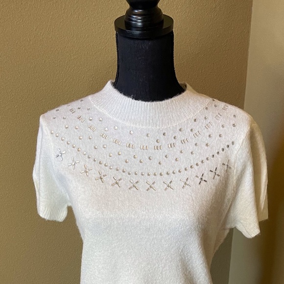 WHBM women’s short sleeve top  SIZE Medium. Bling - Picture 2 of 11